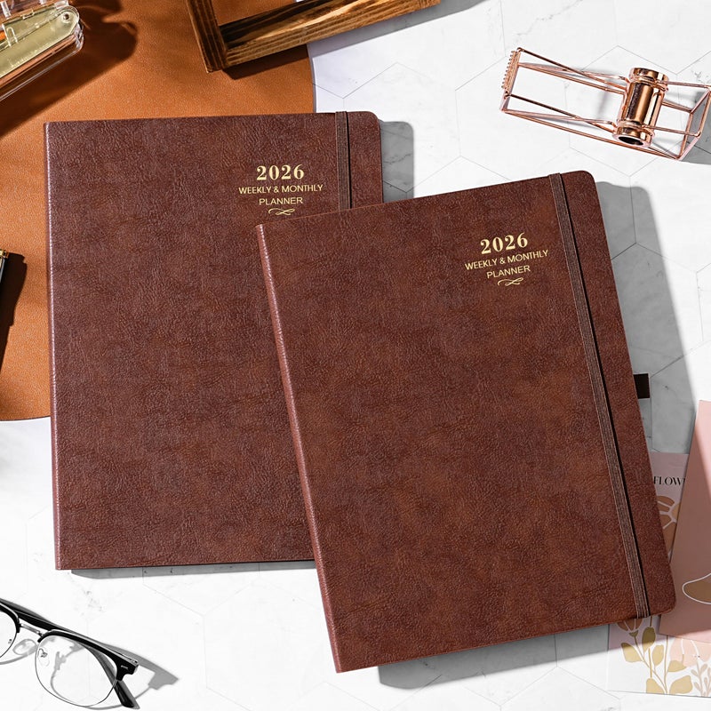 Artfan 2026 Planner - JAN 2026 - DEC 2026, Planner 2026, Weekly and Monthly Planner, Leather Cover Calendar Planner with Thick Paper, Back Pocket with Notes Pages, Brown (8.5" x 11") - Image 2